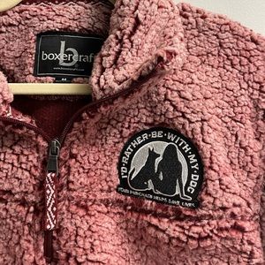 “I’d rather be with my dog” pink Sherpa quarter zip (size medium)